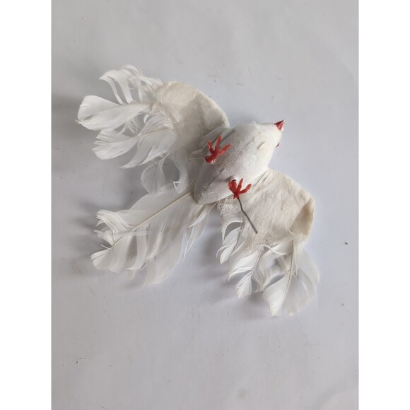 Vintage White Doves Birds Christmas Tree Ornaments Feathers Pics Lot of 24 - Picture 7 of 8